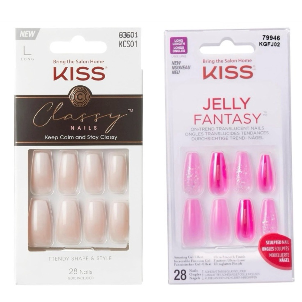 KISS Classy and Jelly Fantasy Press On Nail Bundle (2 Kits)